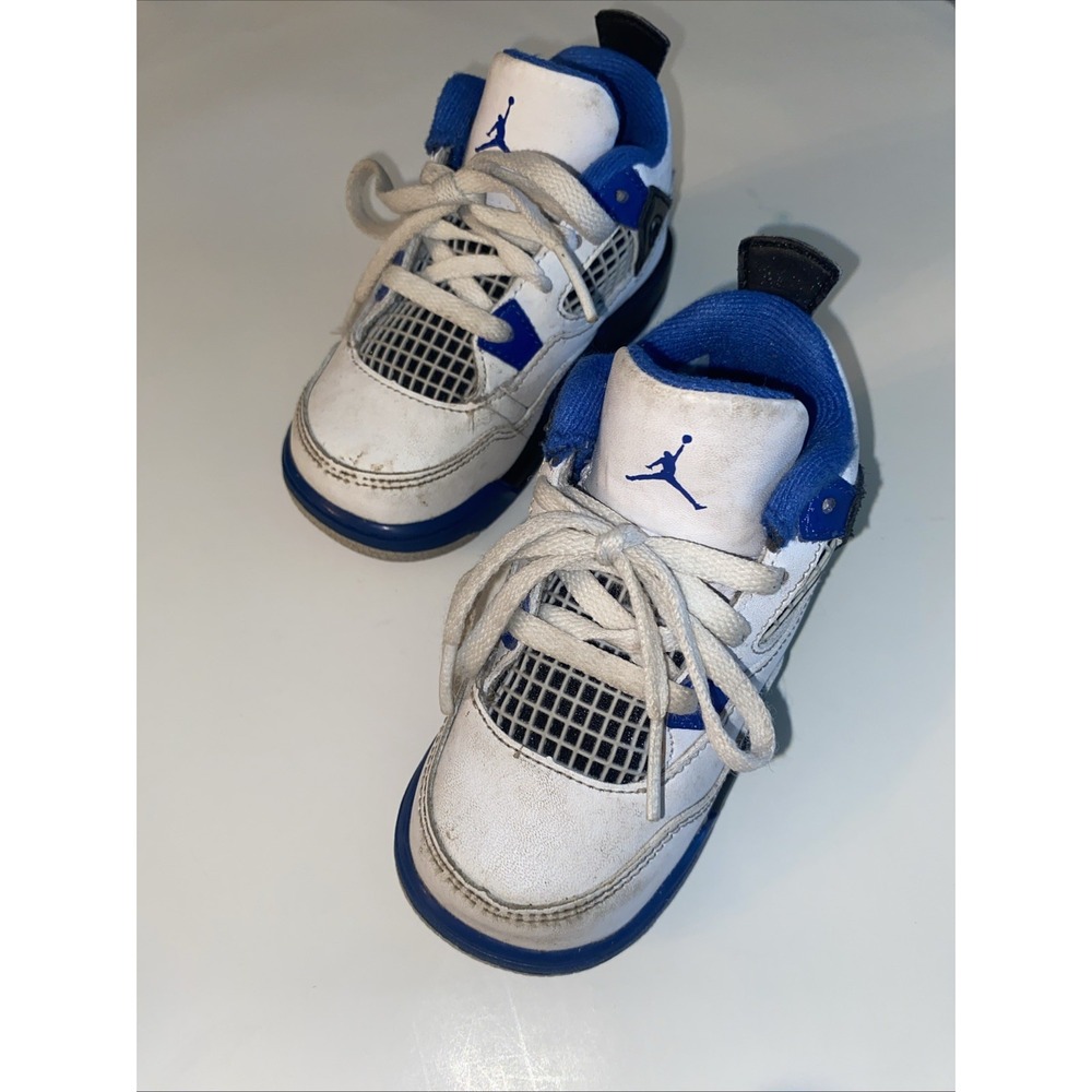 Nike Air‎ Jordan 4 Retro Motorsport White Blue 308500-117 Toddlers Baby Size 7C